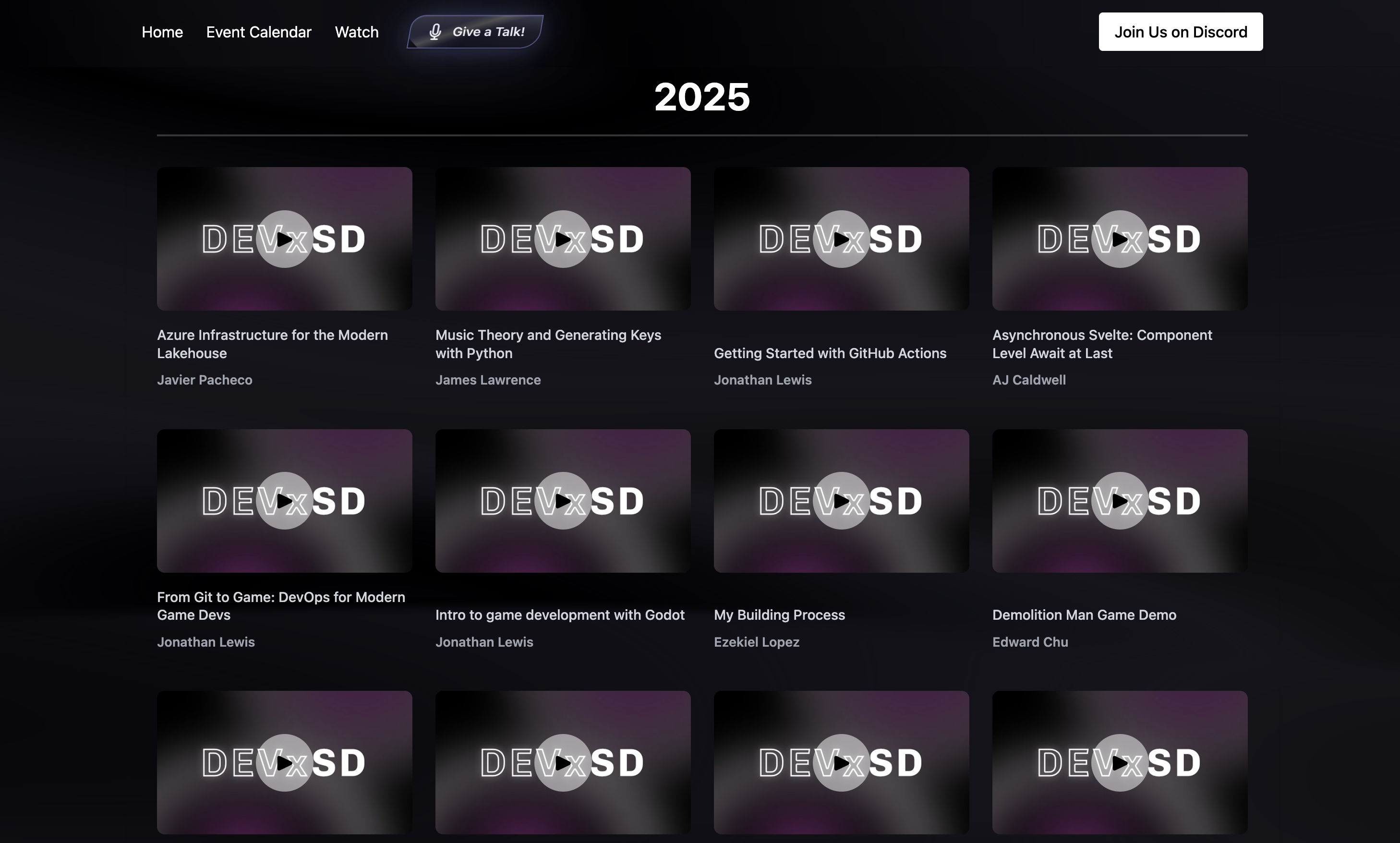 DEVx Network Speaker Grid Layout